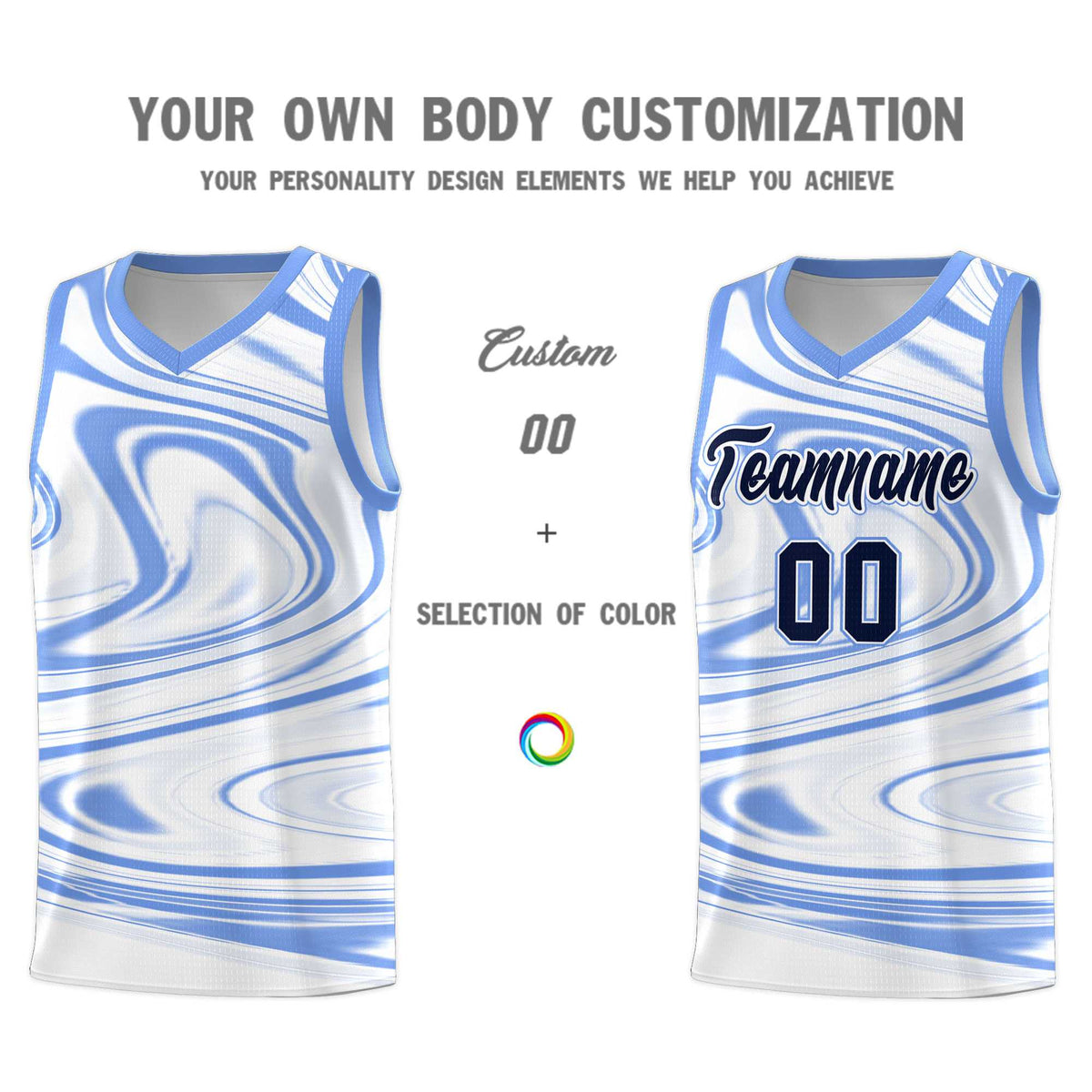 Custom White Light Blue Graffiti Pattern Fluids Style Sports Uniform Basketball Jersey Kits|KXKSHOP