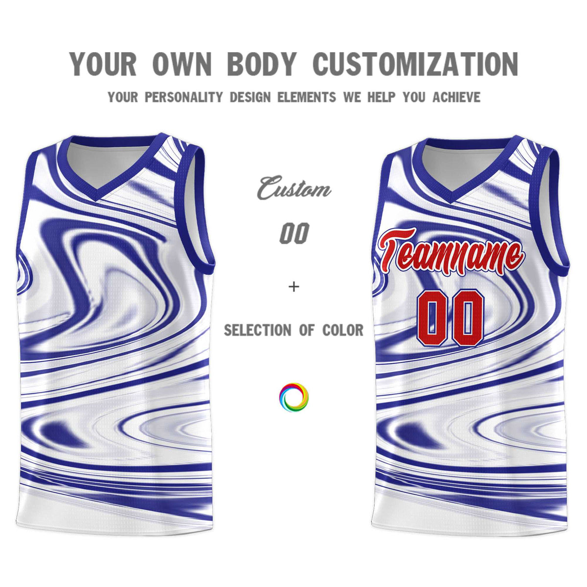 Custom White Royal Graffiti Pattern Fluids Style Sports Uniform Basketball Jersey Kits|KXKSHOP
