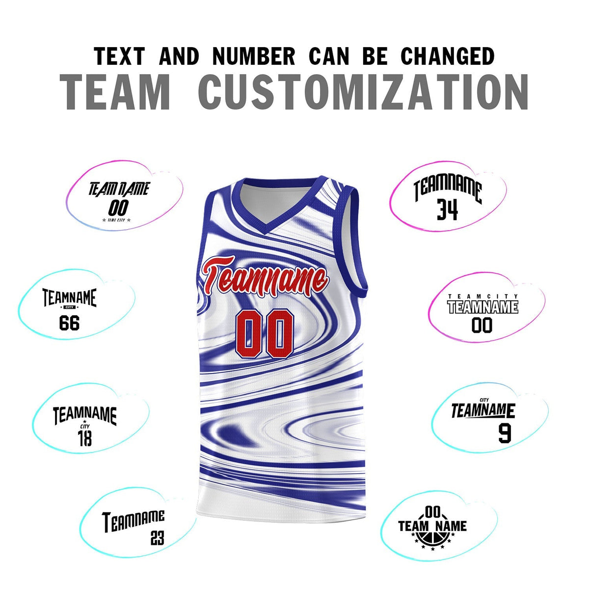 Custom White Royal Graffiti Pattern Fluids Style Sports Uniform Basketball Jersey Kits|KXKSHOP