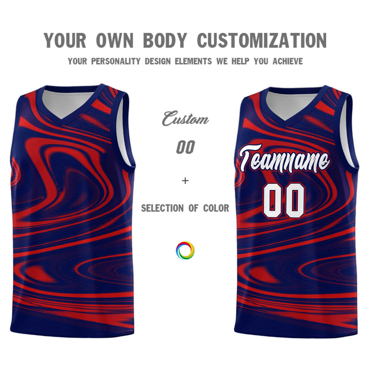 Custom Navy Red Graffiti Pattern Fluids Style Sports Uniform Basketball Jersey Kits|KXKSHOP