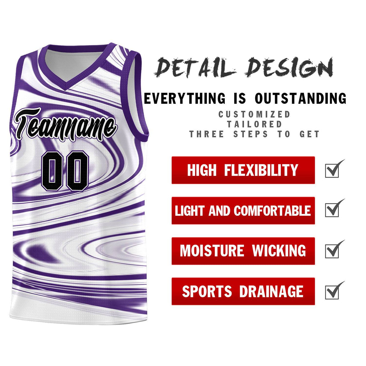Custom White Purple Graffiti Pattern Fluids Style Sports Uniform Basketball Jersey Kits|KXKSHOP