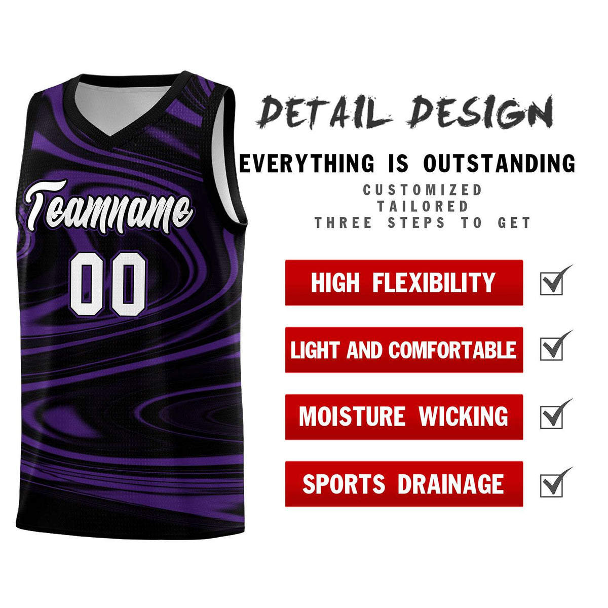 Custom Black Purple Graffiti Pattern Fluids Style Sports Uniform Basketball Jersey Kits|KXKSHOP