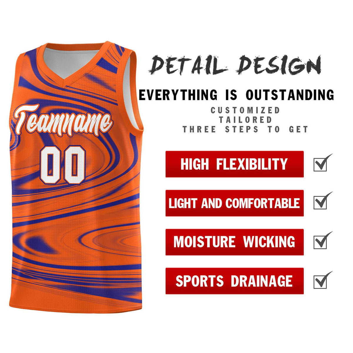 Custom Orange Royal Graffiti Pattern Fluids Style Sports Uniform Basketball Jersey Kits|KXKSHOP
