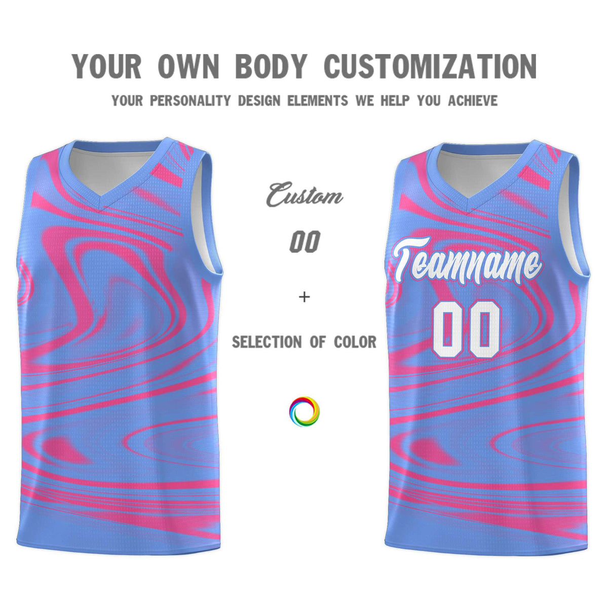 Custom Light Blue Pink Graffiti Pattern Fluids Style Sports Uniform Basketball Jersey Kits|KXKSHOP