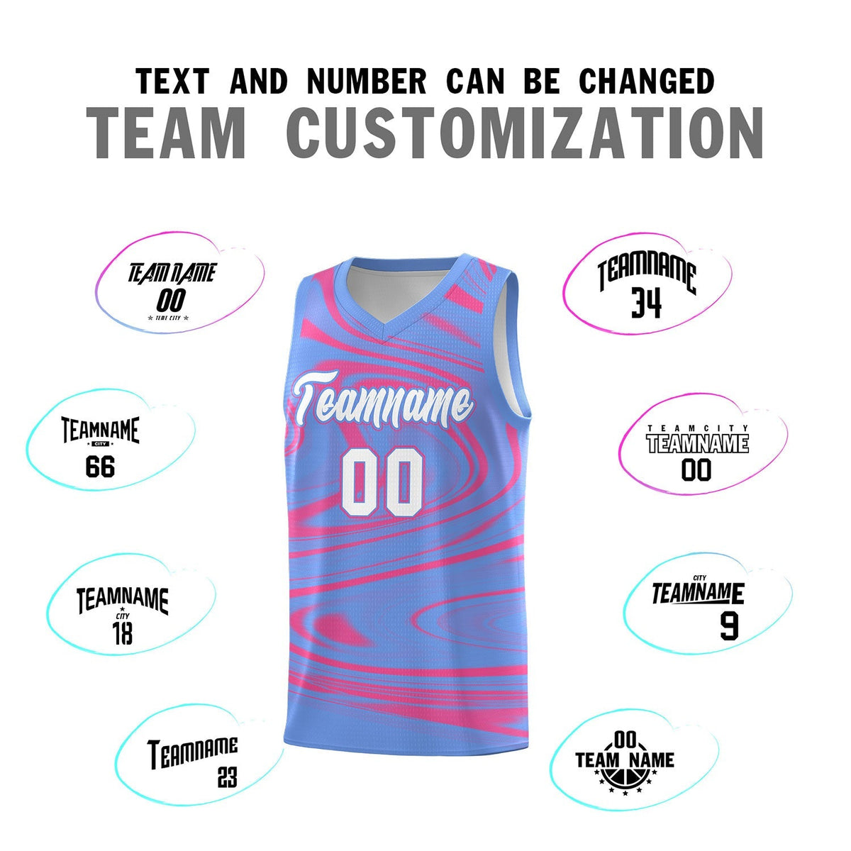 Custom Light Blue Pink Graffiti Pattern Fluids Style Sports Uniform Basketball Jersey Kits|KXKSHOP