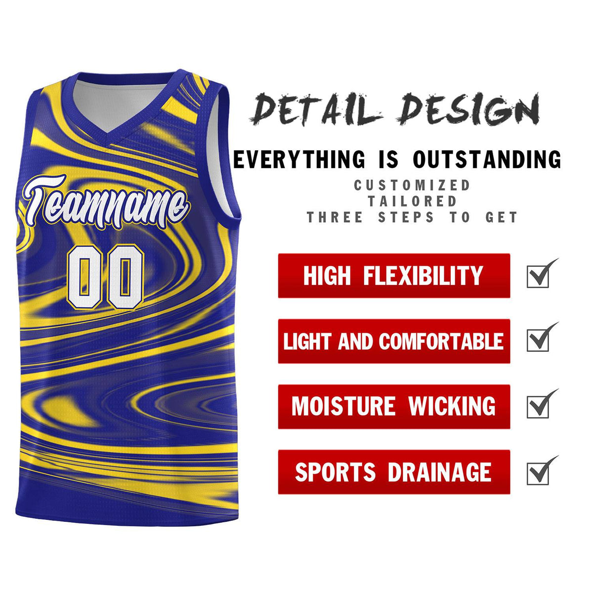 Custom Royal Gold Graffiti Pattern Fluids Style Sports Uniform Basketball Jersey Kits|KXKSHOP