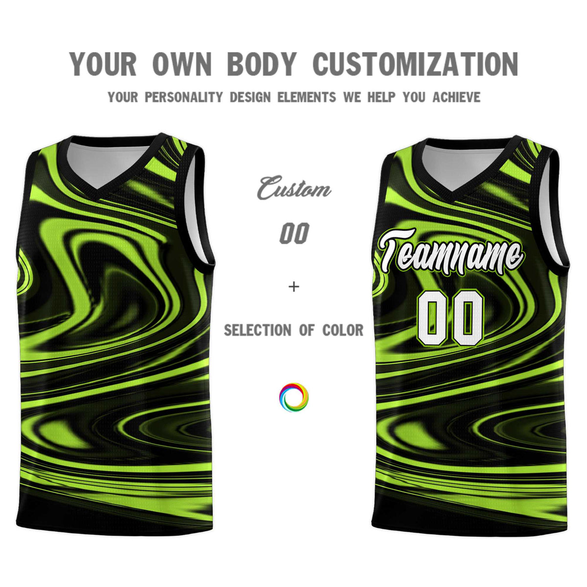 Custom Black Light Green Graffiti Pattern Fluids Style Sports Uniform Basketball Jersey Kits|KXKSHOP