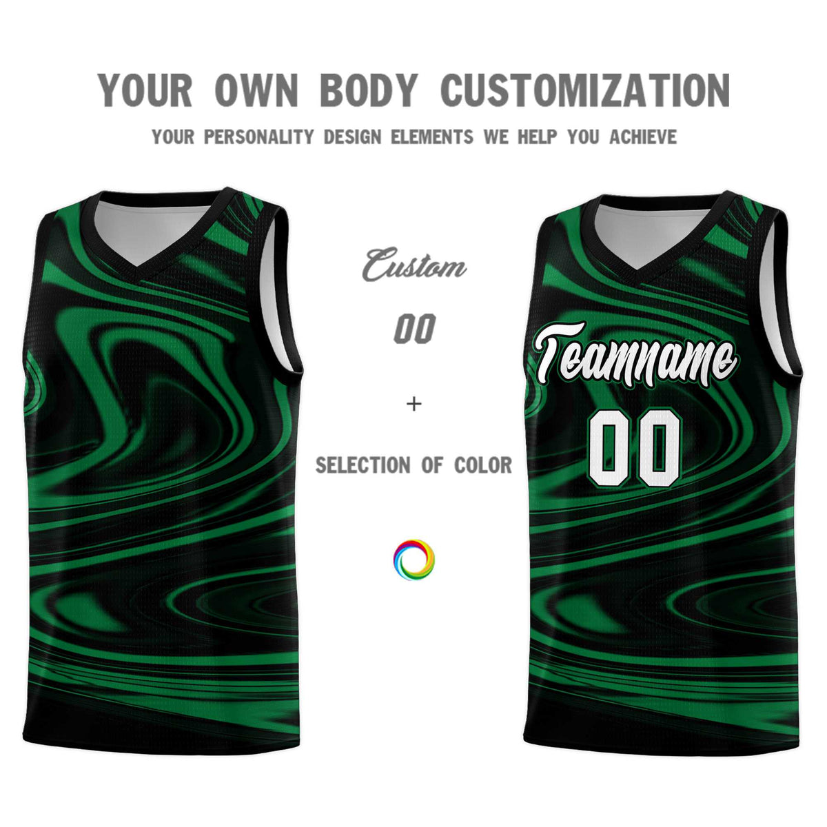 Custom Black Kelly Green Graffiti Pattern Fluids Style Sports Uniform Basketball Jersey Kits|KXKSHOP