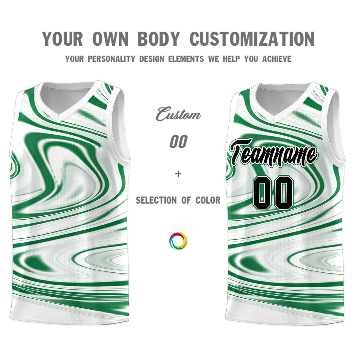 Custom White Kelly Green Graffiti Pattern Fluids Style Sports Uniform Basketball Jersey Kits|KXKSHOP