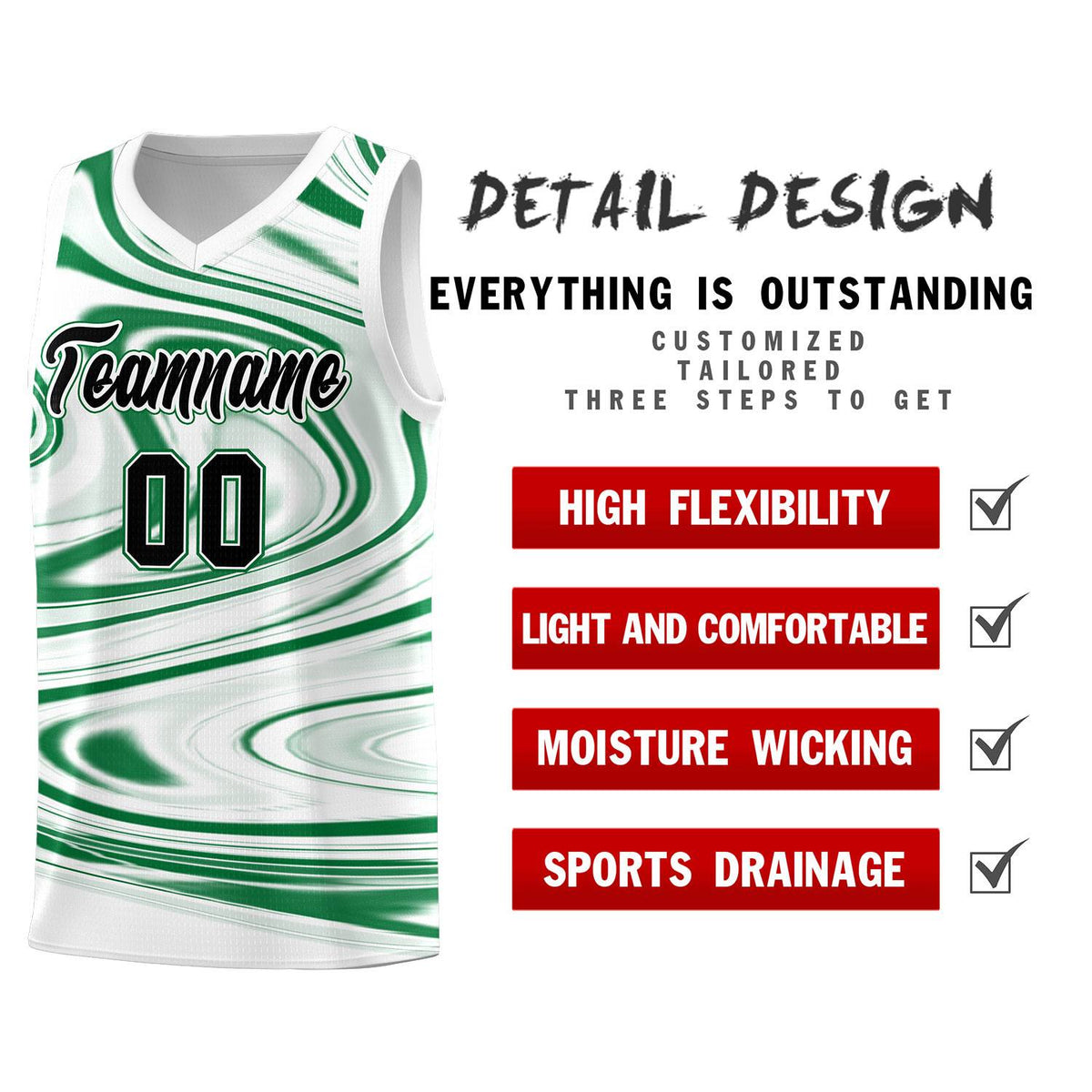 Custom White Kelly Green Graffiti Pattern Fluids Style Sports Uniform Basketball Jersey Kits|KXKSHOP