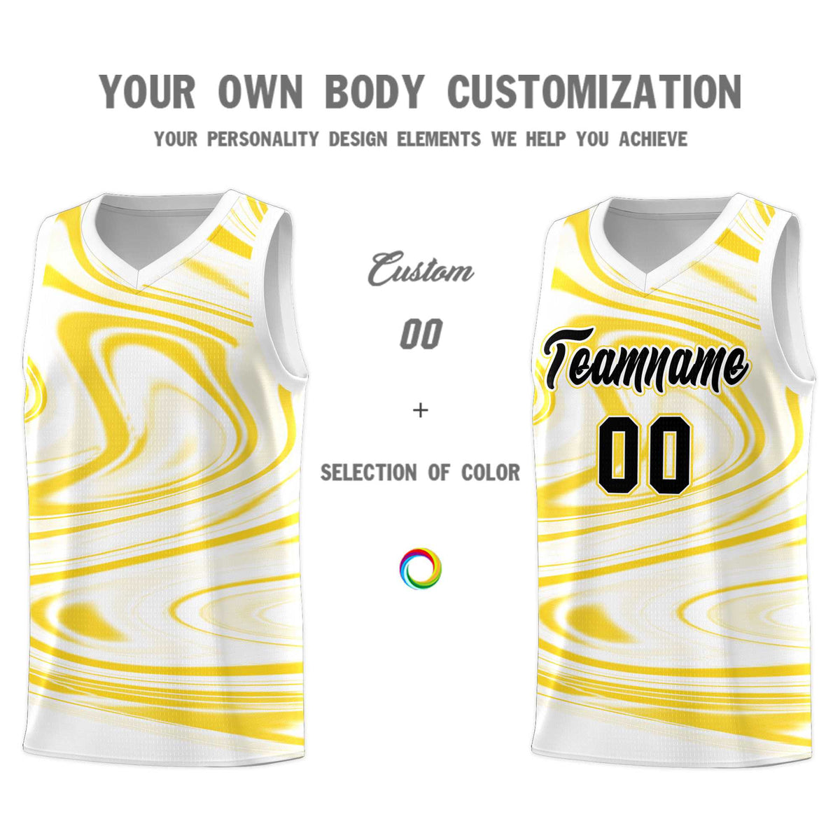 Custom White Gold Graffiti Pattern Fluids Style Sports Uniform Basketball Jersey Kits|KXKSHOP
