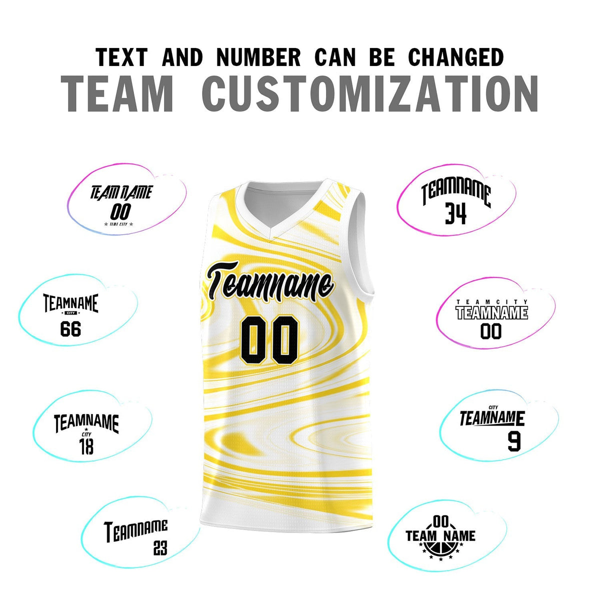 Custom White Gold Graffiti Pattern Fluids Style Sports Uniform Basketball Jersey Kits|KXKSHOP
