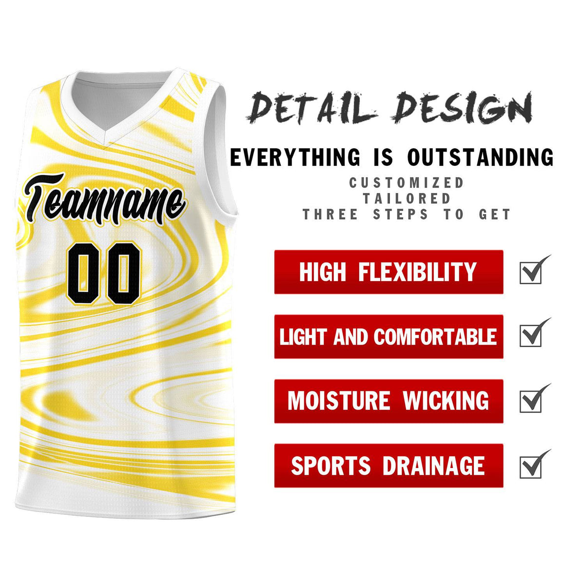 Custom White Gold Graffiti Pattern Fluids Style Sports Uniform Basketball Jersey Kits|KXKSHOP