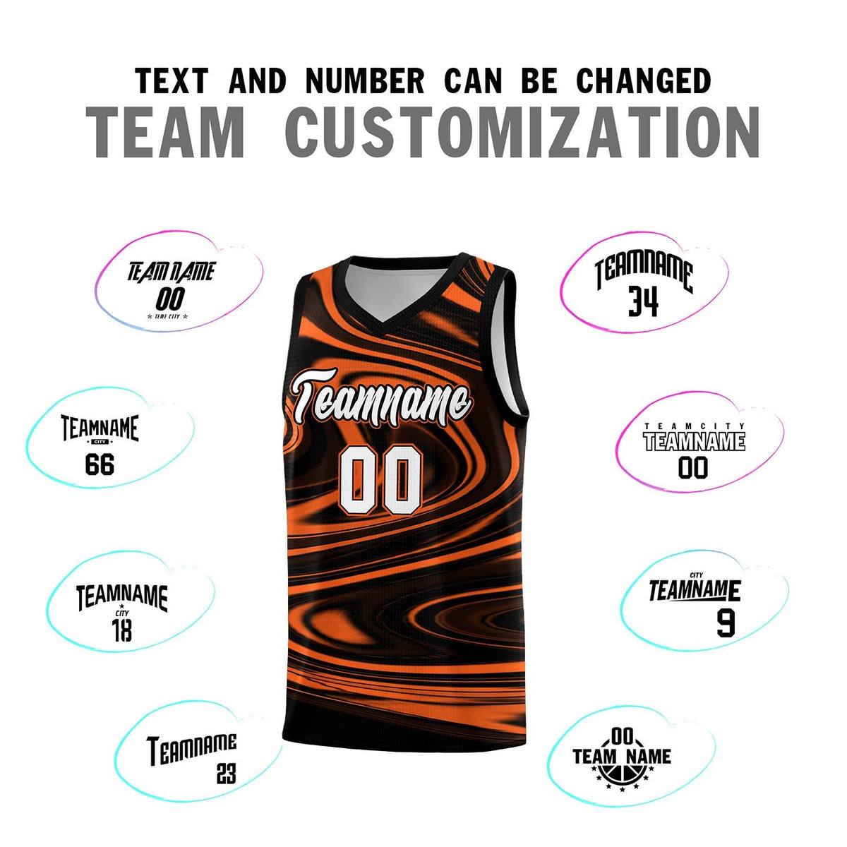 Custom Black Orange Graffiti Pattern Fluids Style Sports Uniform Basketball Jersey Kits|KXKSHOP
