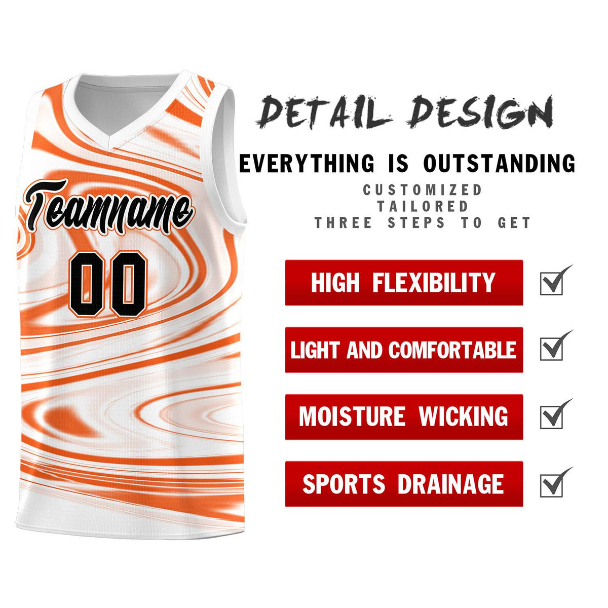 Custom White Orange Graffiti Pattern Fluids Style Sports Uniform Basketball Jersey Kits|KXKSHOP