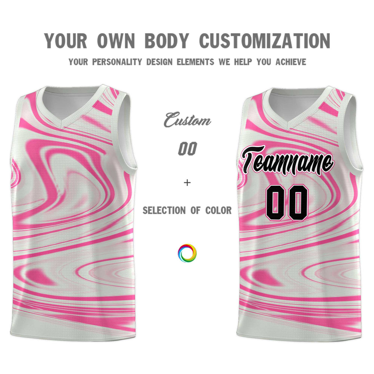 Custom Gray Pink Graffiti Pattern Fluids Style Sports Uniform Basketball Jersey Kits|KXKSHOP