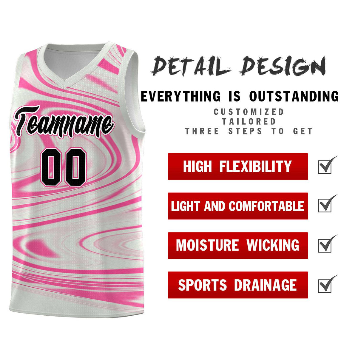Custom Gray Pink Graffiti Pattern Fluids Style Sports Uniform Basketball Jersey Kits|KXKSHOP