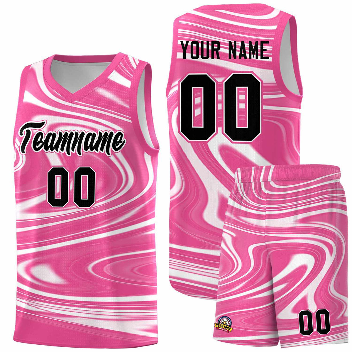 Custom Pink White Graffiti Pattern Fluids Style Sports Uniform Basketball Jersey Kits|KXKSHOP