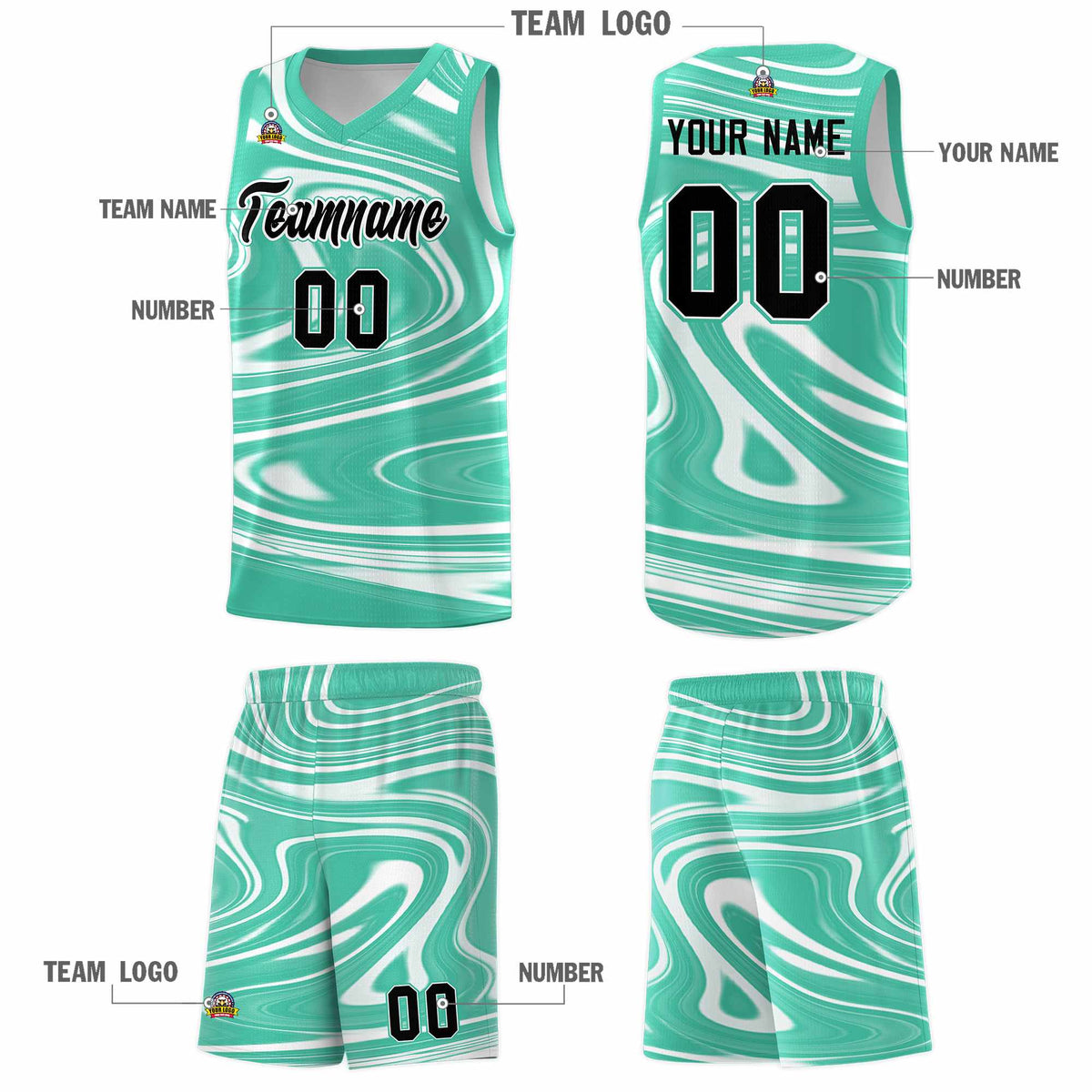 Custom Bright Green White Graffiti Pattern Fluids Style Sports Uniform Basketball Jersey Kits|KXKSHOP