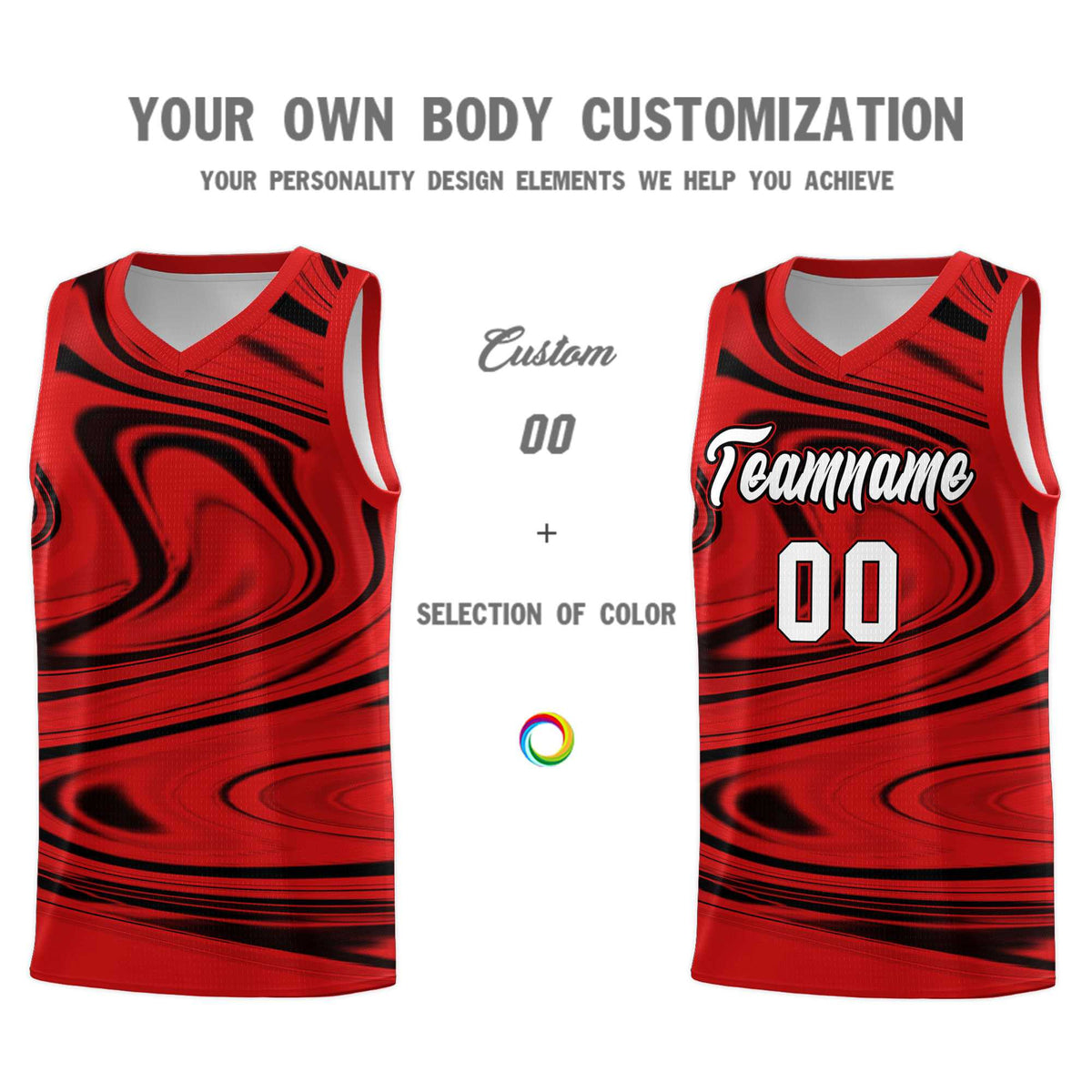 Custom Red Black Graffiti Pattern Fluids Style Sports Uniform Basketball Jersey Kits|KXKSHOP