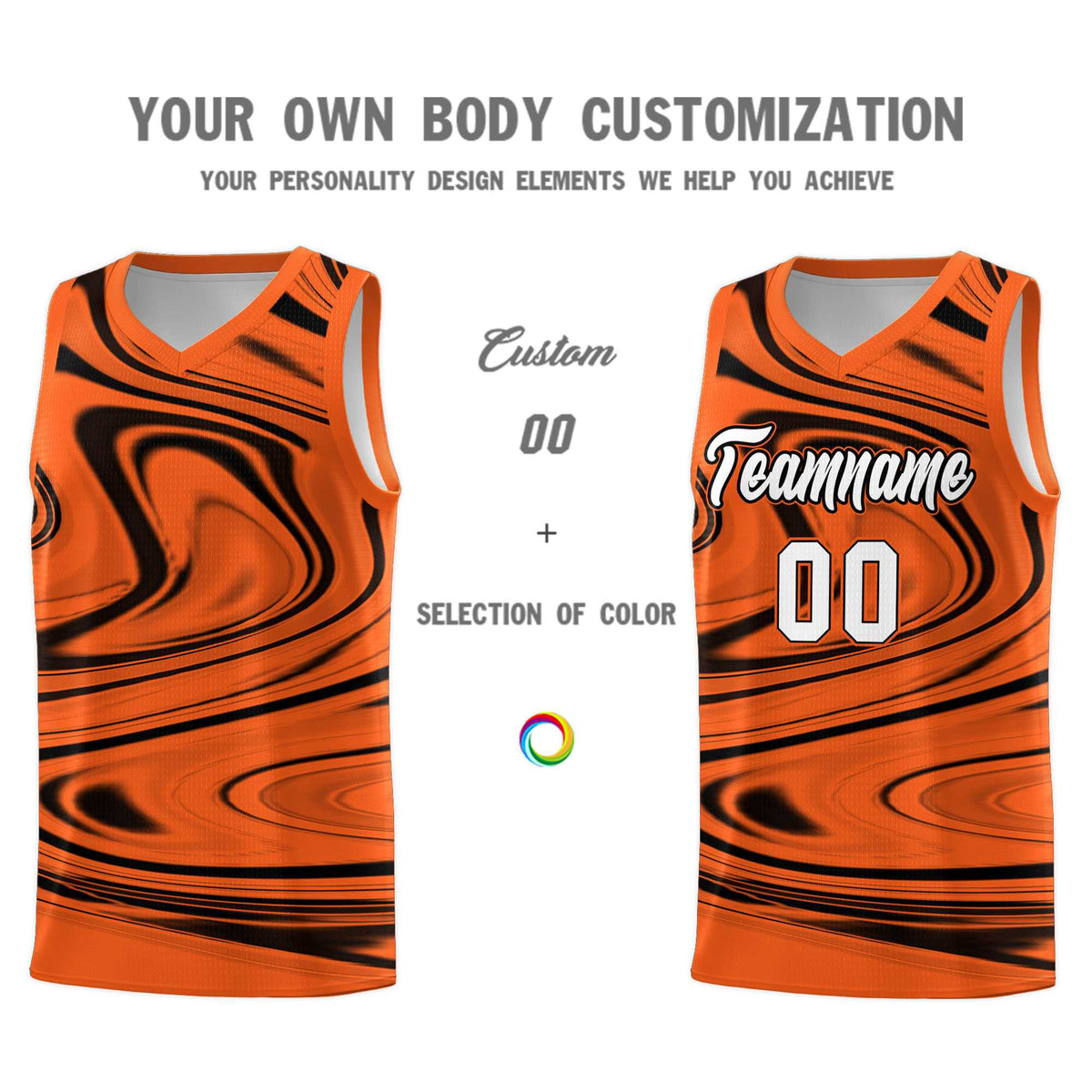 Custom Orange Black Graffiti Pattern Fluids Style Sports Uniform Basketball Jersey Kits|KXKSHOP