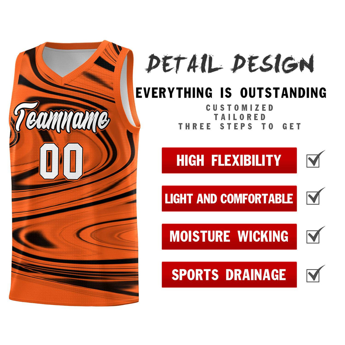Custom Orange Black Graffiti Pattern Fluids Style Sports Uniform Basketball Jersey Kits|KXKSHOP