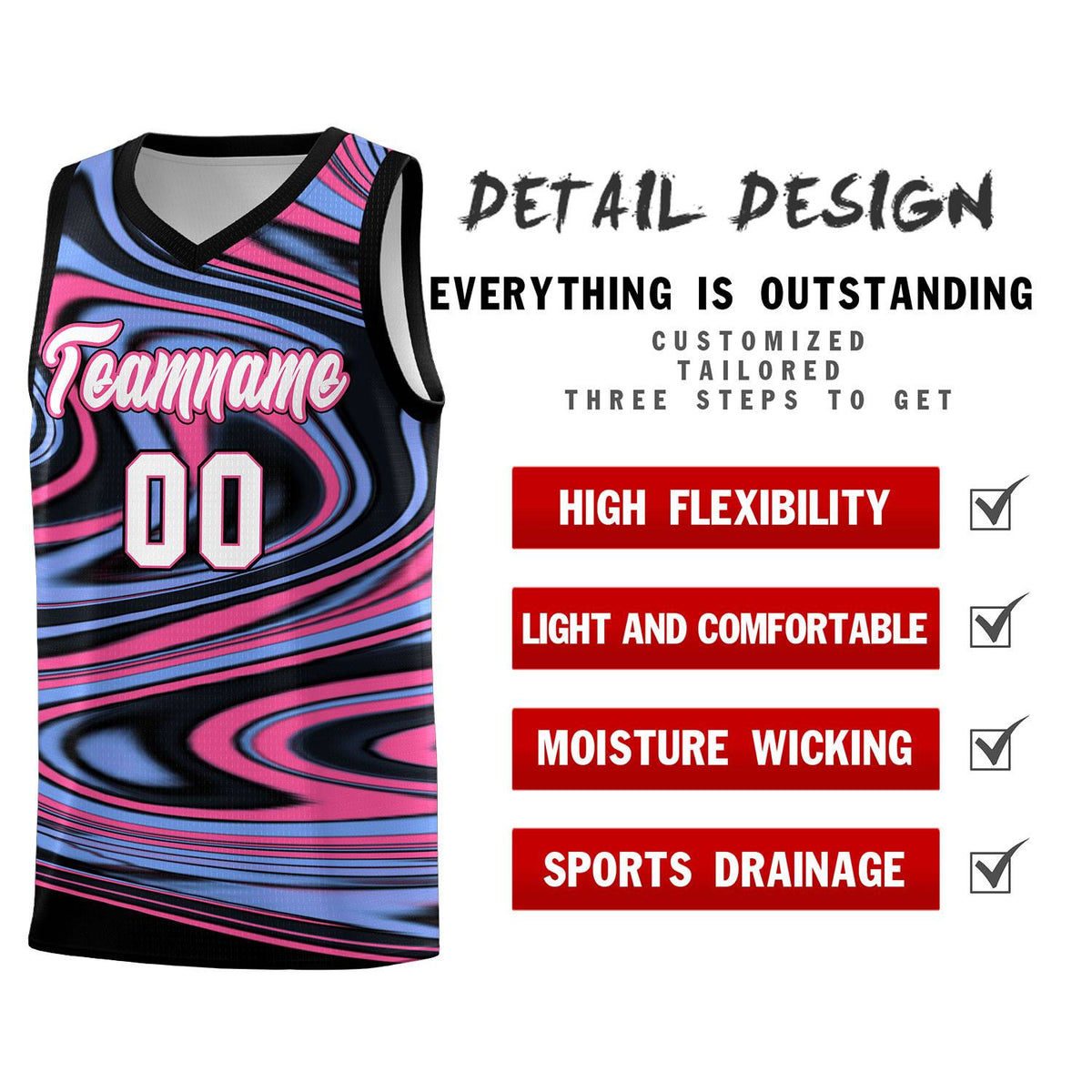 Custom Black Light Blue Graffiti Pattern Fluids Style Sports Uniform Basketball Jersey Kits|KXKSHOP
