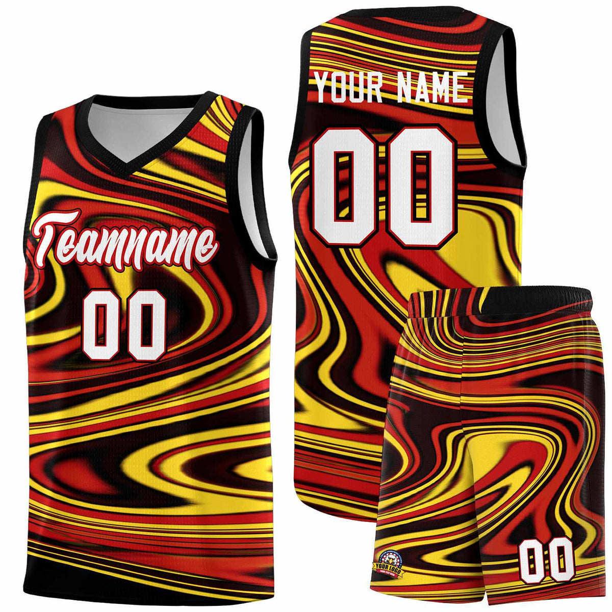 Custom Black Red Graffiti Pattern Fluids Style Sports Uniform Basketball Jersey Kits|KXKSHOP