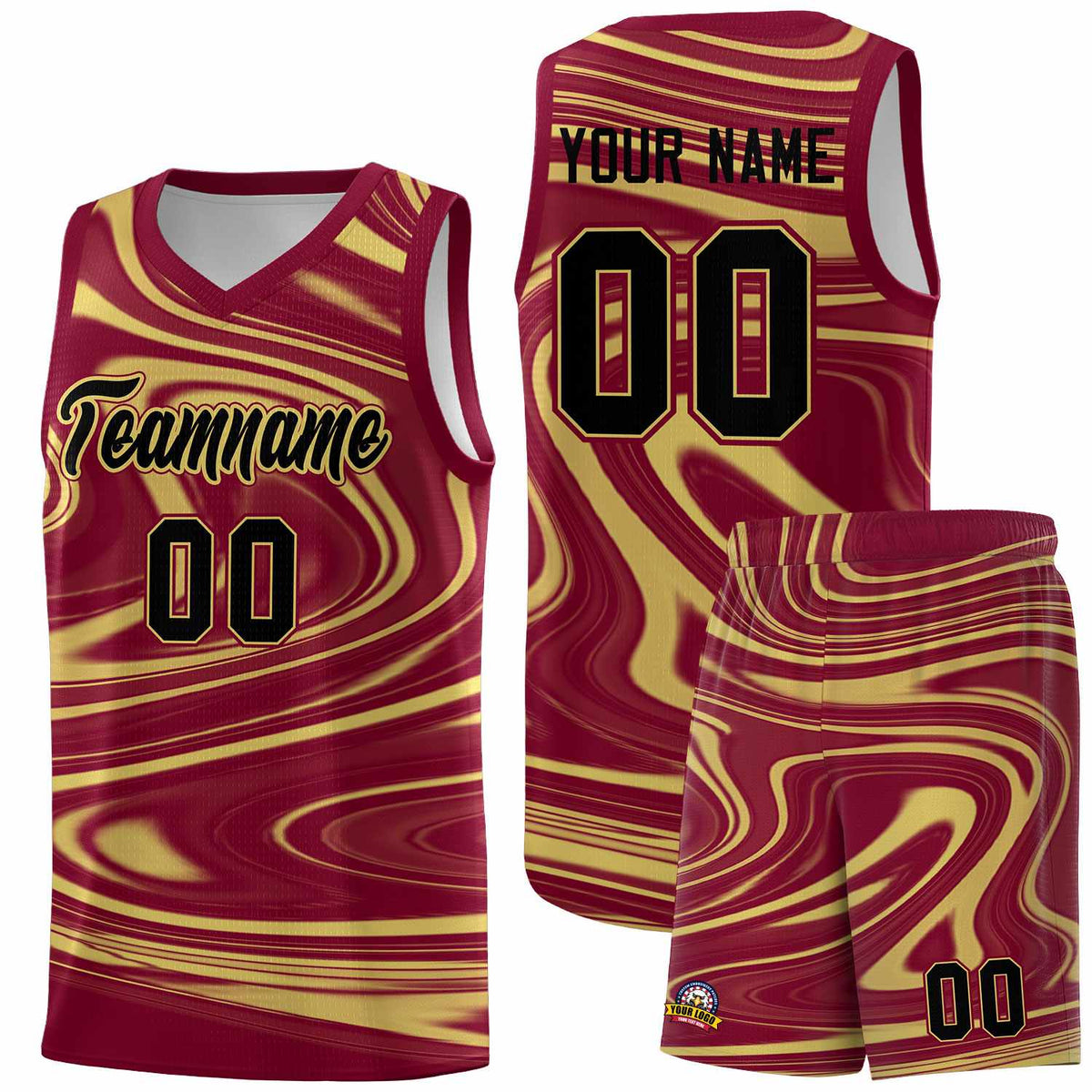 Custom Crimson Khaki Graffiti Pattern Fluids Style Sports Uniform Basketball Jersey Kits|KXKSHOP
