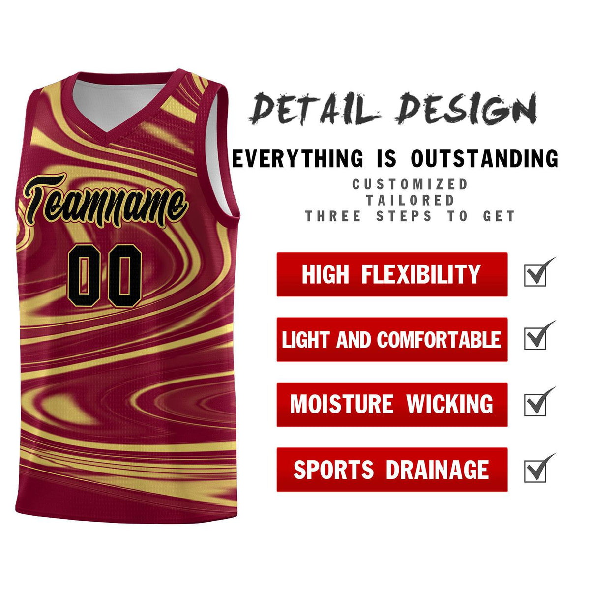 Custom Crimson Khaki Graffiti Pattern Fluids Style Sports Uniform Basketball Jersey Kits|KXKSHOP