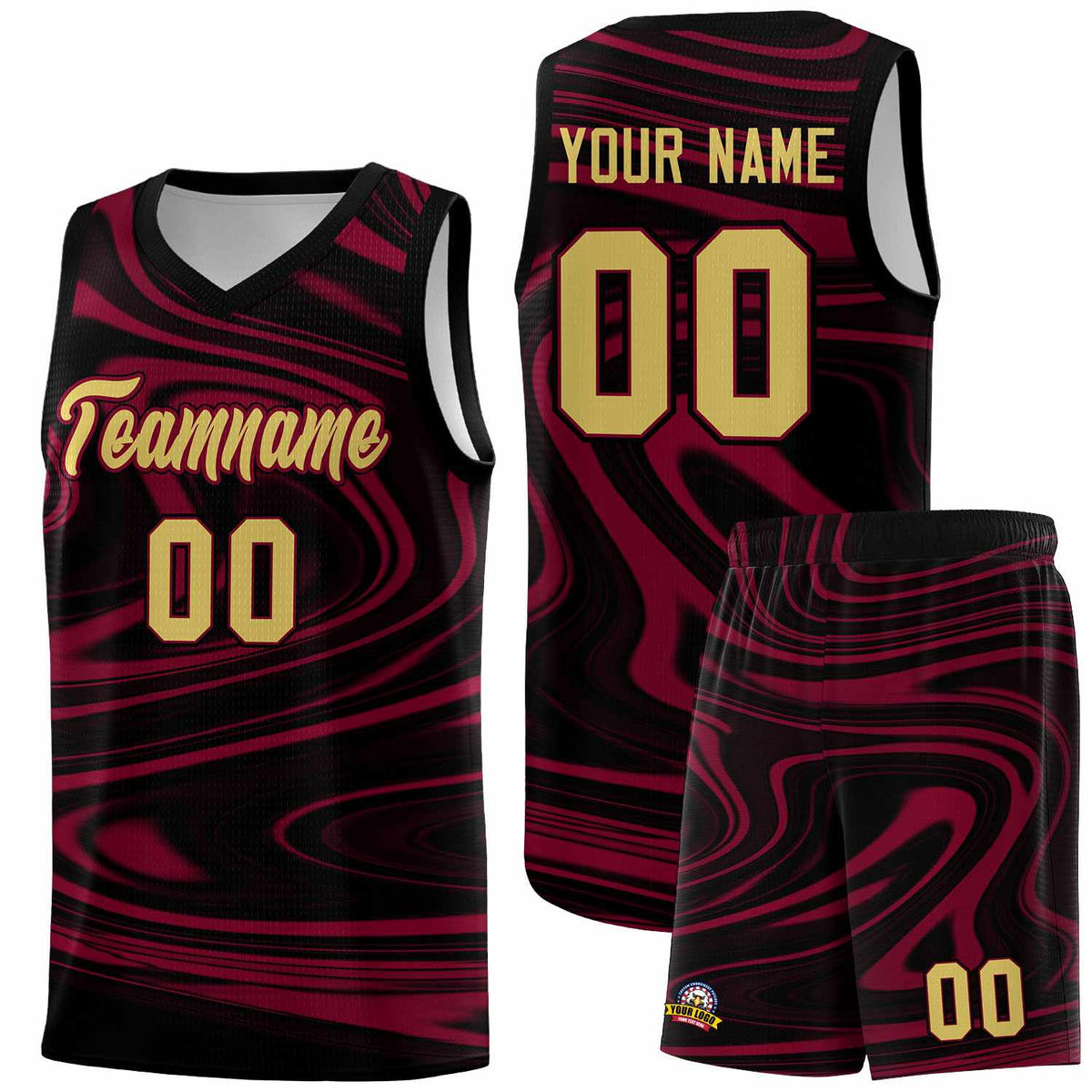 Custom Black Crimson Graffiti Pattern Fluids Style Sports Uniform Basketball Jersey Kits|KXKSHOP