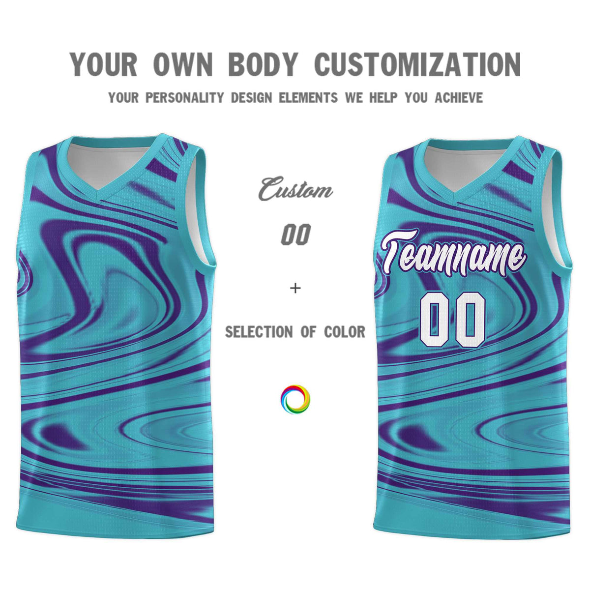 Custom Aqua Purple Graffiti Pattern Fluids Style Sports Uniform Basketball Jersey Kits|KXKSHOP