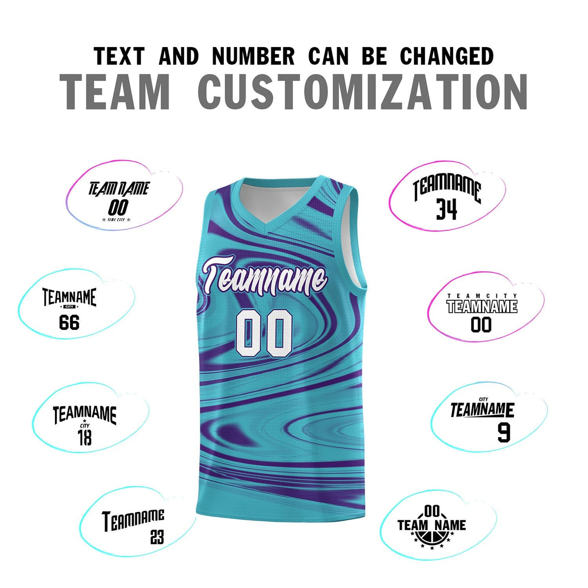 Custom Aqua Purple Graffiti Pattern Fluids Style Sports Uniform Basketball Jersey Kits|KXKSHOP