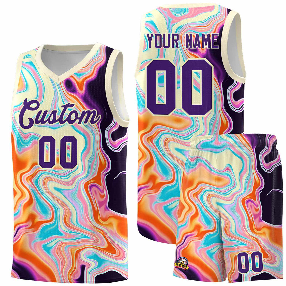 Custom Cream Fluid Painting Pattern Sports Uniform Basketball Jersey |KXKSHOP