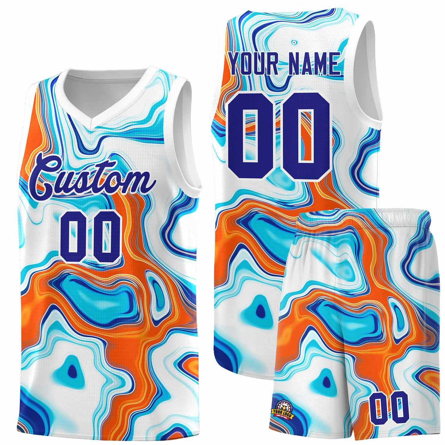 Custom White Fluid Painting Pattern Sports Uniform Basketball Jersey |KXKSHOP