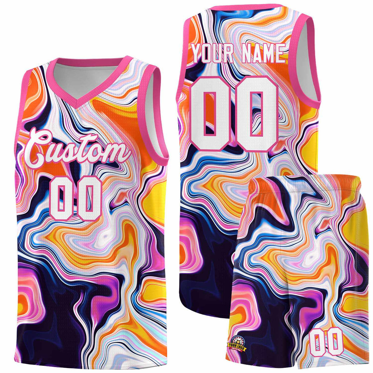 Custom Pink Fluid Painting Pattern Sports Uniform Basketball Jersey |KXKSHOP
