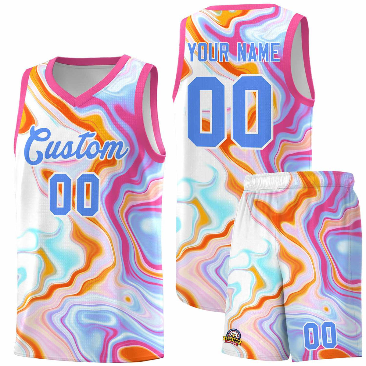 Custom Pink Fluid Painting Pattern Sports Uniform Basketball Jersey |KXKSHOP