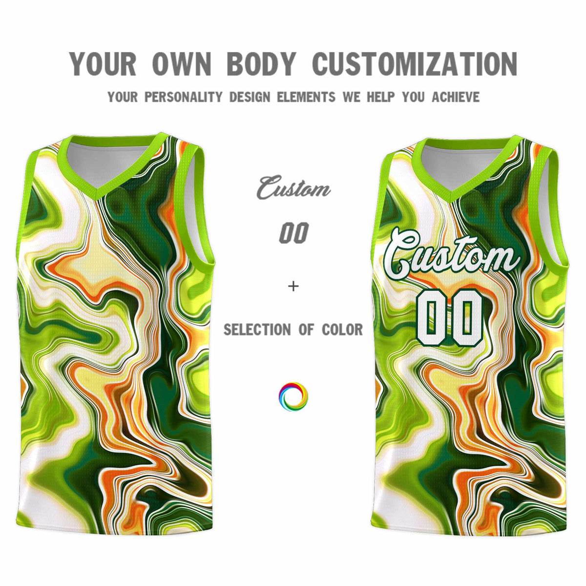 Custom Neon Green Navy-White Side Two-Tone Classic Sports Uniform Basketball Jersey |KXKSHOP