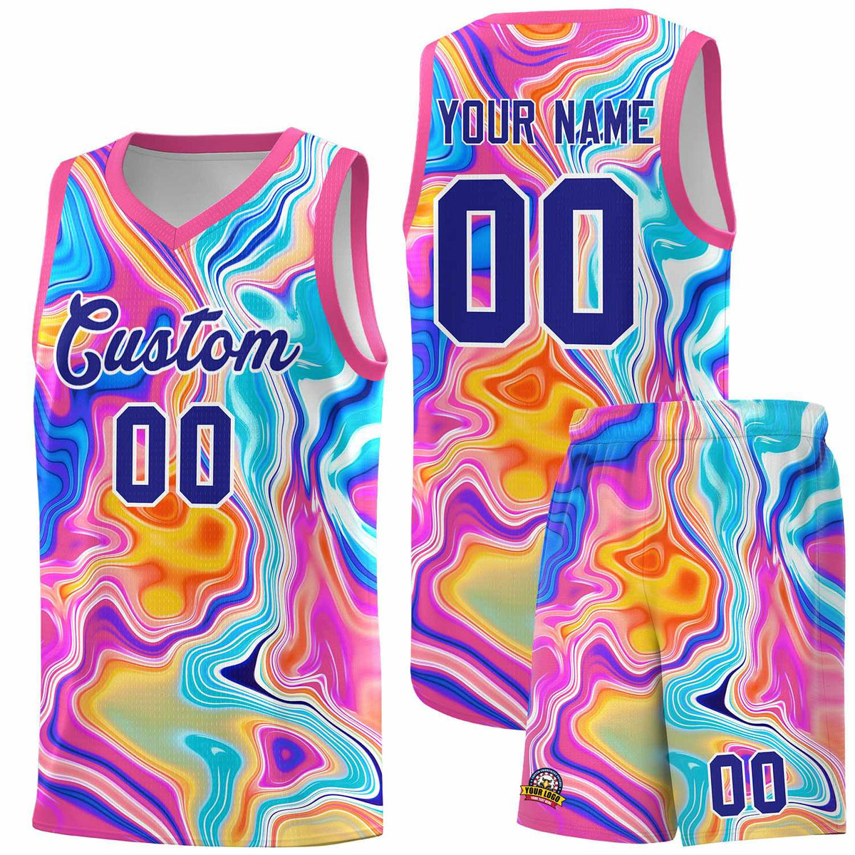 Custom Pink Fluid Painting Pattern Sports Uniform Basketball Jersey |KXKSHOP