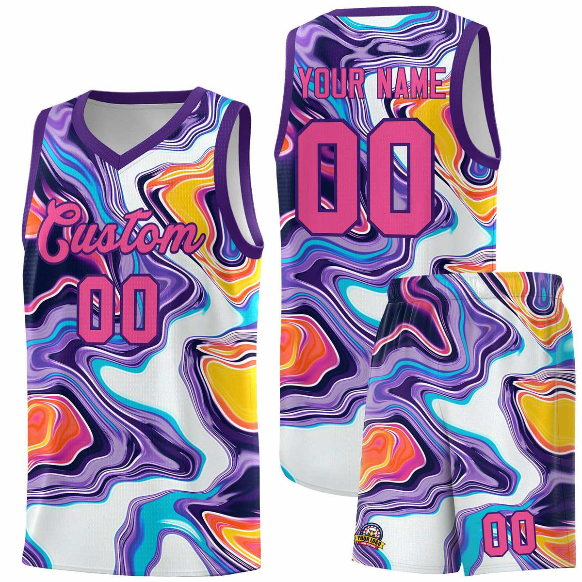 Custom Purple Fluid Painting Pattern Sports Uniform Basketball Jersey |KXKSHOP