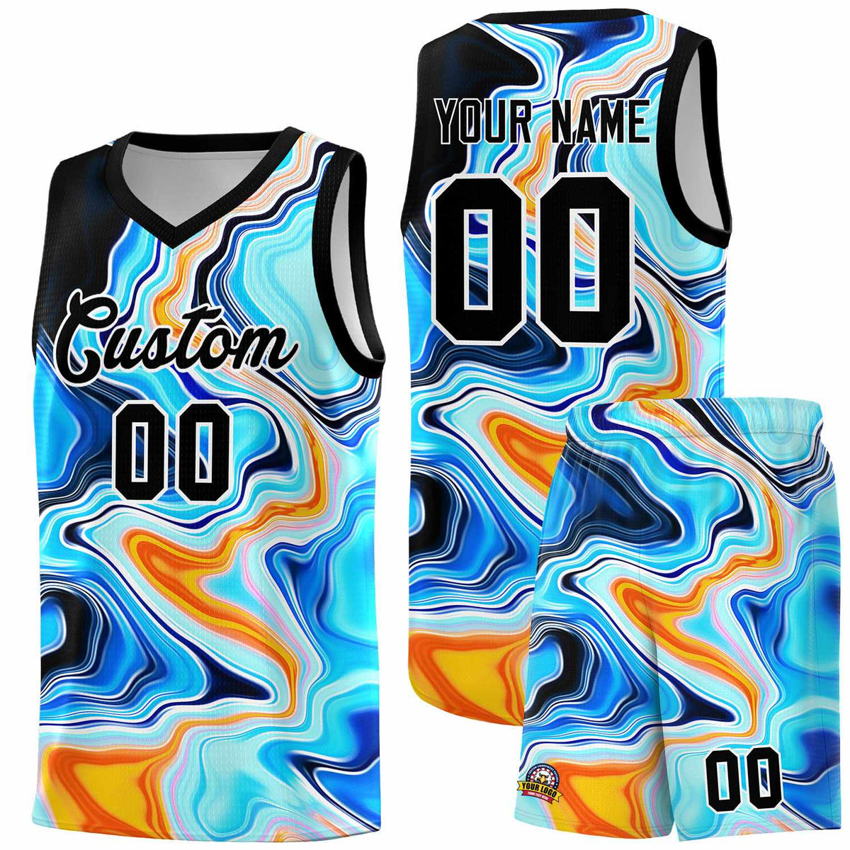 Custom Black Fluid Painting Pattern Sports Uniform Basketball Jersey |KXKSHOP