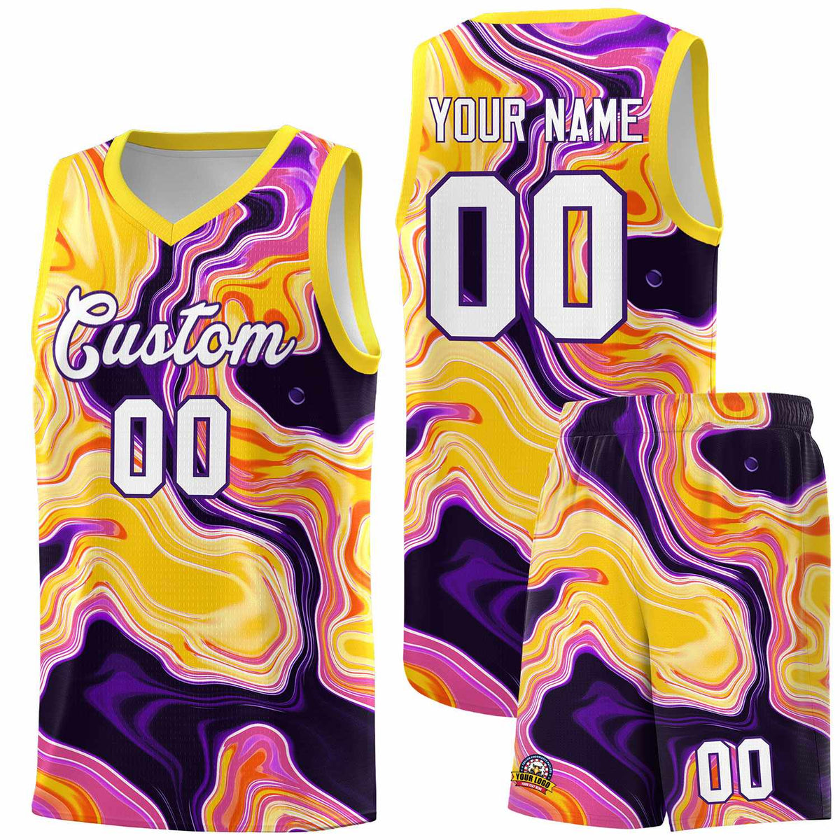 Custom Gold Fluid Painting Pattern Sports Uniform Basketball Jersey |KXKSHOP