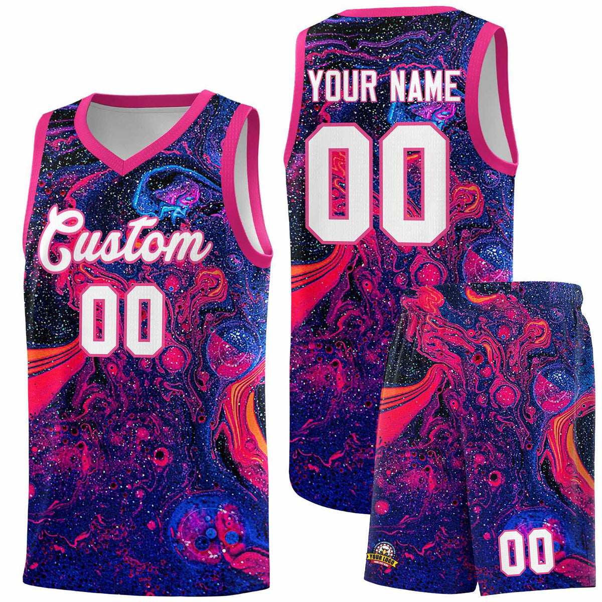 Custom Rose Red Fluid Painting Pattern Sports Uniform Basketball Jersey |KXKSHOP