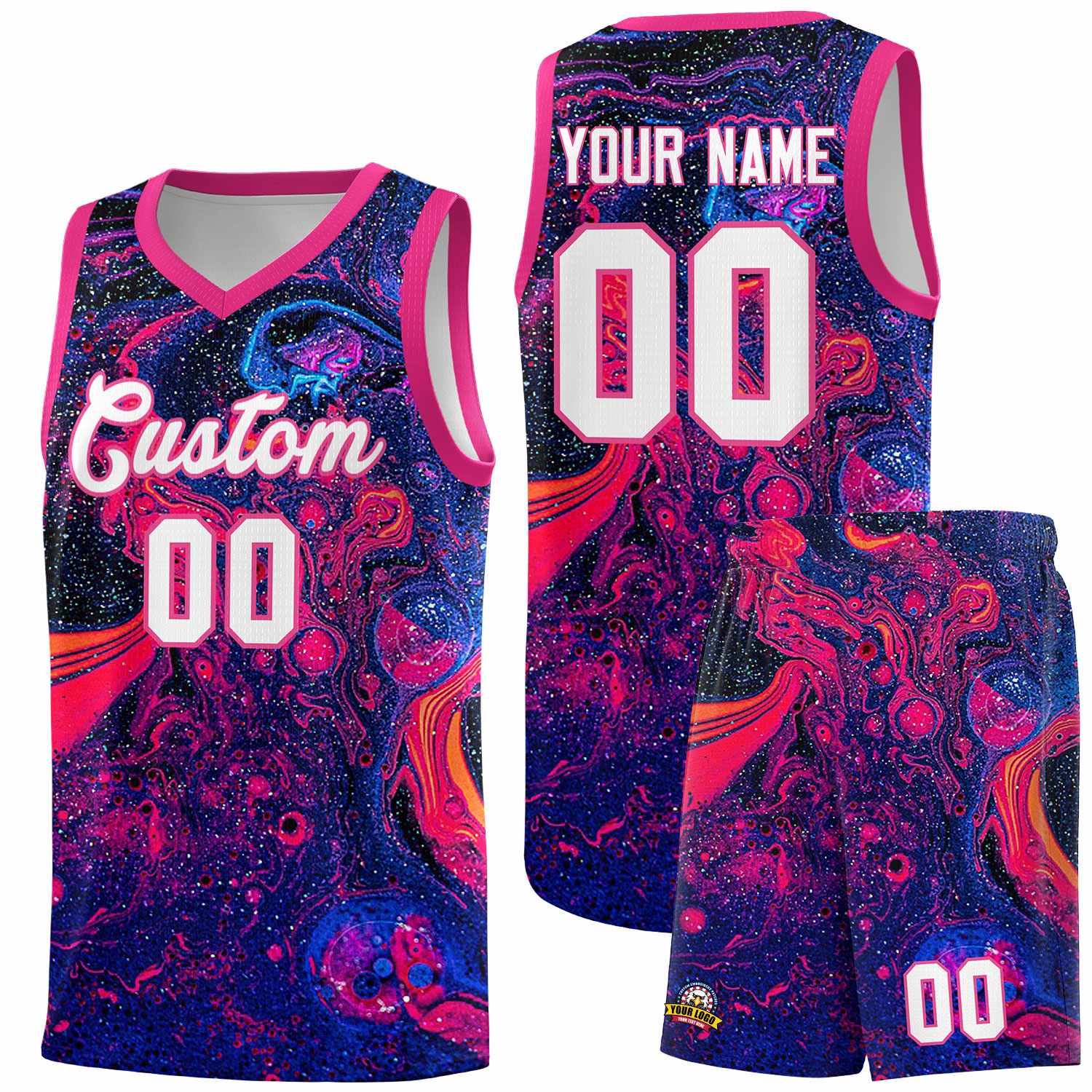 Custom Rose Red Fluid Painting Pattern Sports Uniform Basketball Jersey |KXKSHOP