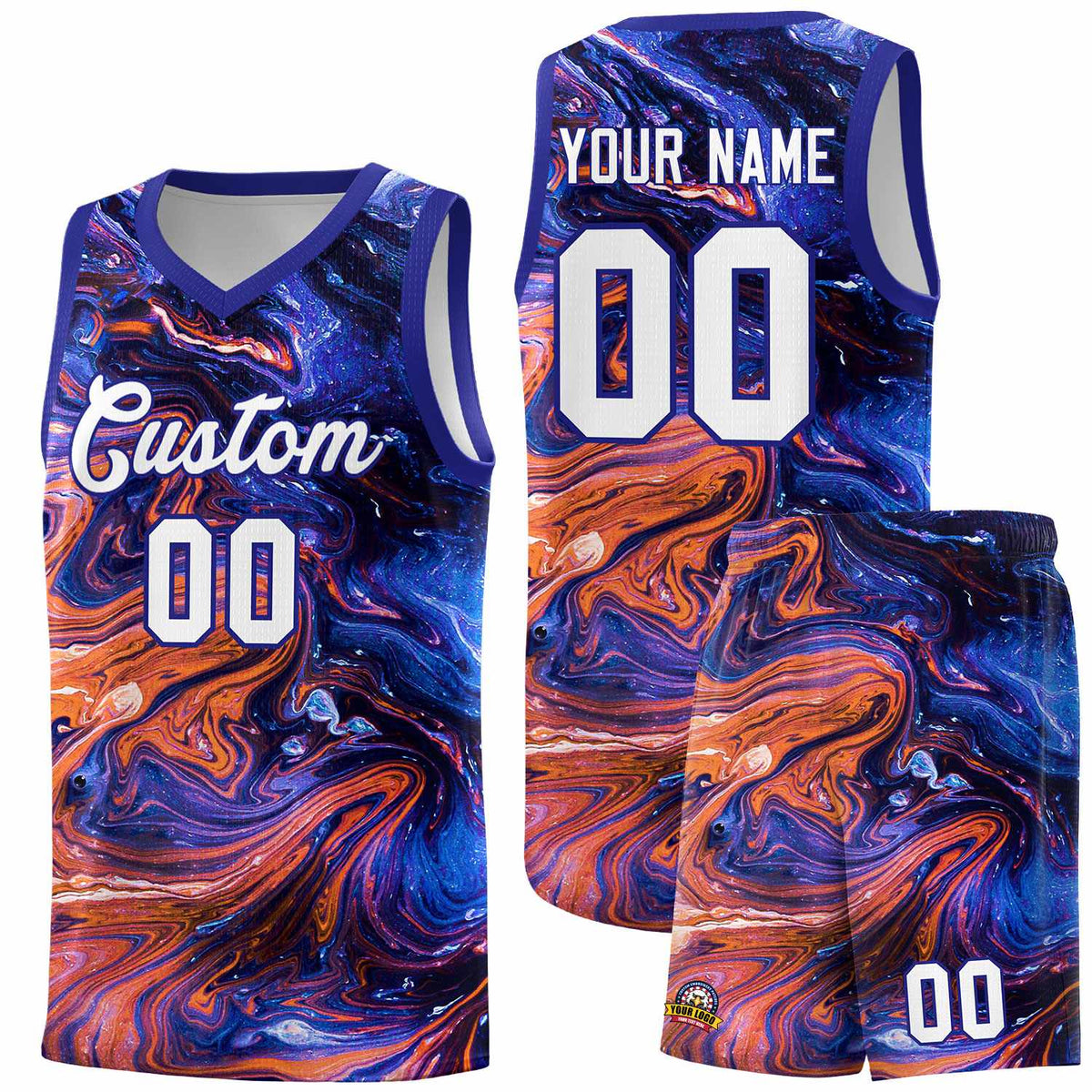 Custom Royal Fluid Painting Pattern Sports Uniform Basketball Jersey |KXKSHOP