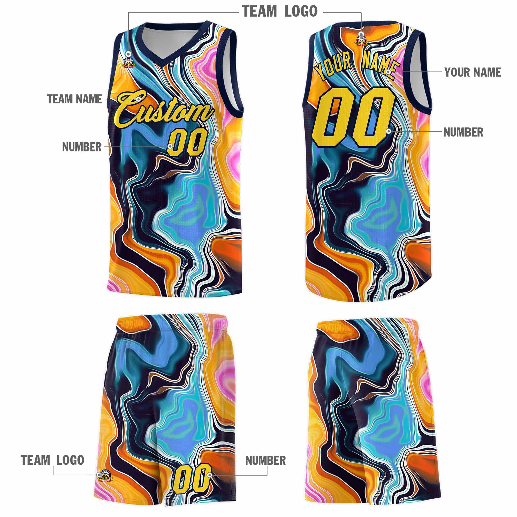 Custom Neon Green Navy-White Side Two-Tone Classic Sports Uniform Basketball Jersey |KXKSHOP