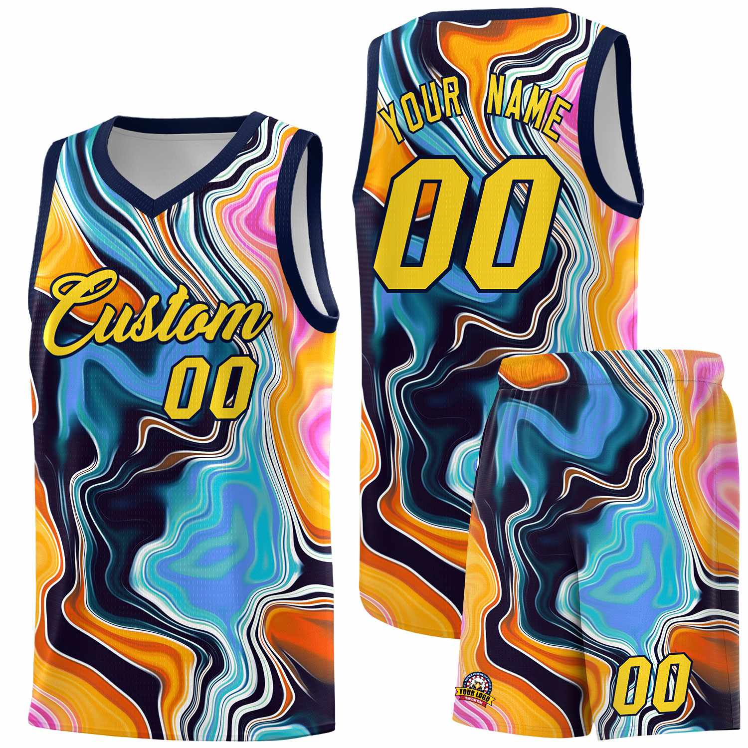 Custom Neon Green Navy-White Side Two-Tone Classic Sports Uniform Basketball Jersey |KXKSHOP