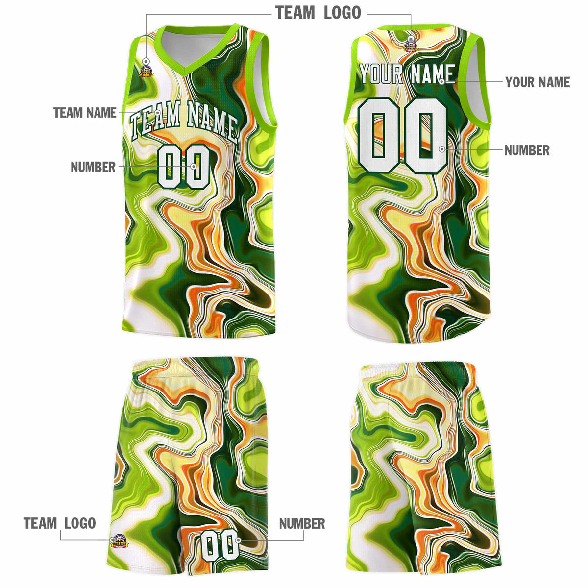 Custom Neon Green Navy-White Side Two-Tone Classic Sports Uniform Basketball Jersey |KXKSHOP