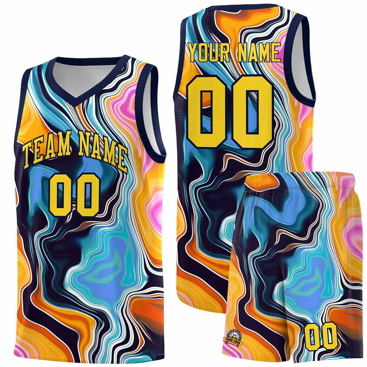 Custom Neon Green Navy-White Side Two-Tone Classic Sports Uniform Basketball Jersey |KXKSHOP