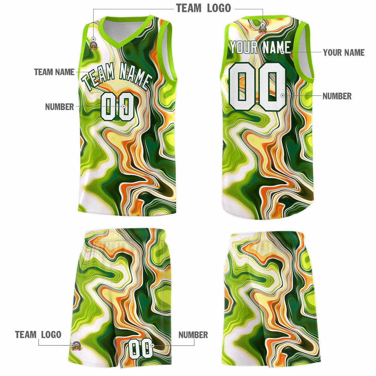 Custom Neon Green Navy-White Side Two-Tone Classic Sports Uniform Basketball Jersey |KXKSHOP